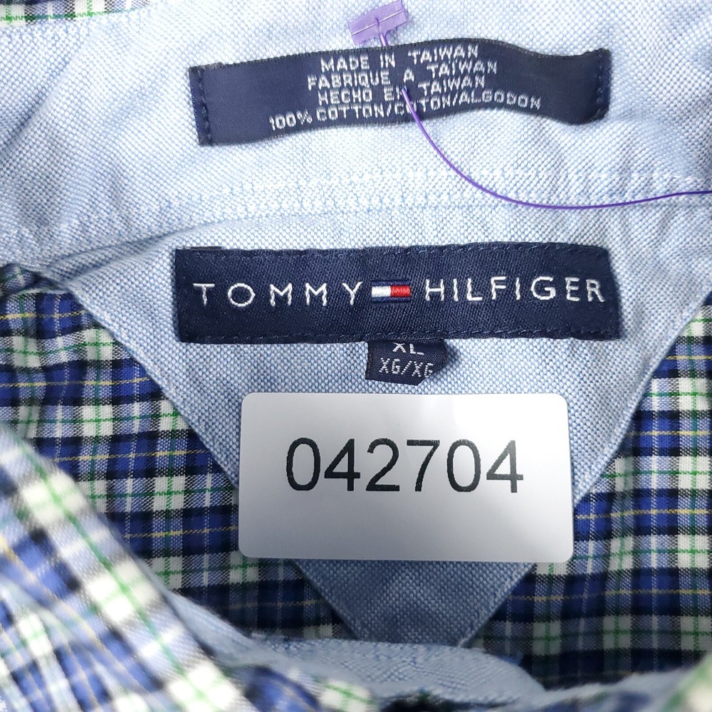 Tommy Hilfiger Shirt Mens XL Blue Plaid Casual Button Up Long Sleeve - Picture 7 of 7